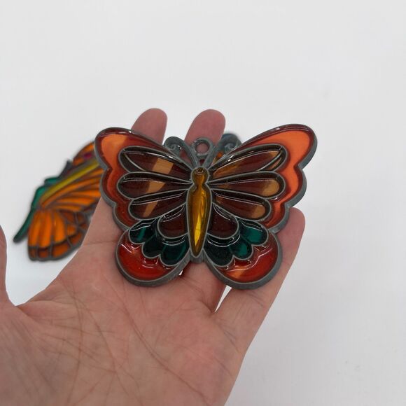 Lot of 3 Butterfly Suncatchers Stained Glass Look Colorful Window Decoration - Picture 3 of 6